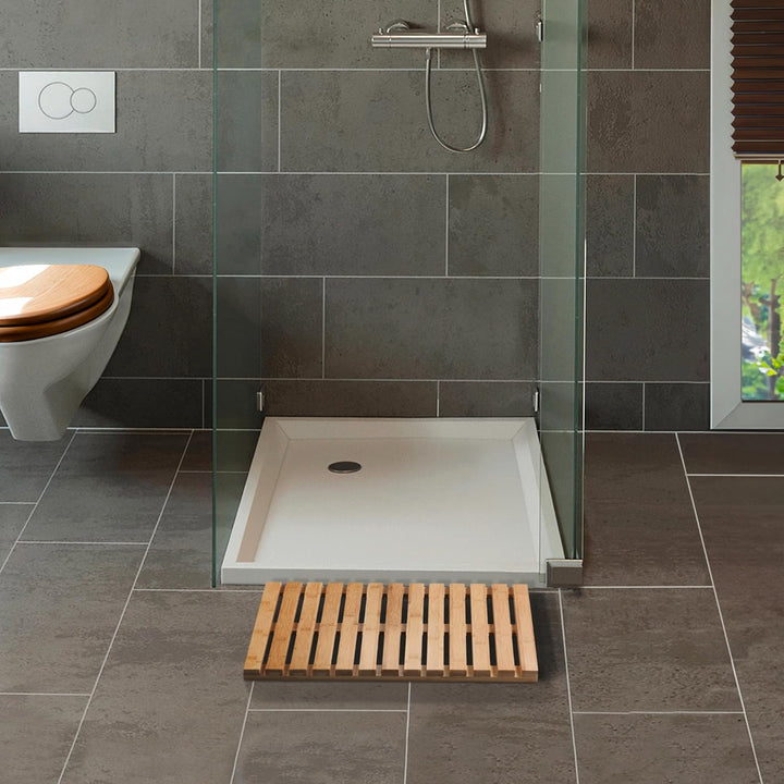 WENKO Baderost Mod. Indoor & Outdoor Bambus rutschfeste Badematte aus umweltfreundlichem Bambus für