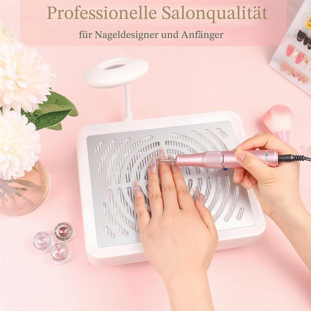 Staubabsaugung für Nägel mit Filter & Lampe，Professionelle nagelstaubsauger Nagel Staubabsaugung Sta