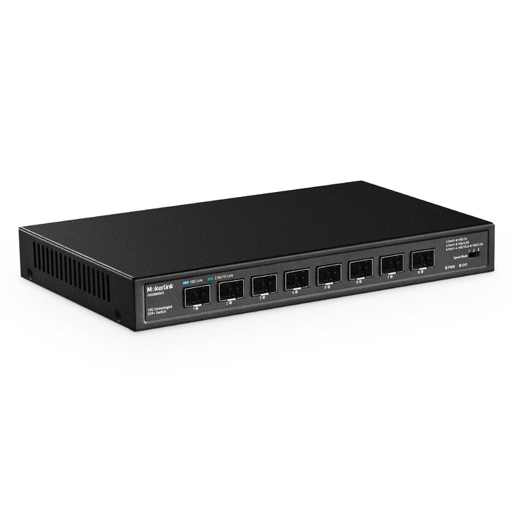 MokerLink 8 Port 10Gbps SFP+ Switch, unterstützt 1G/2.5G/10G SFP Module, 160Gbps Bandbreite, lüfterl