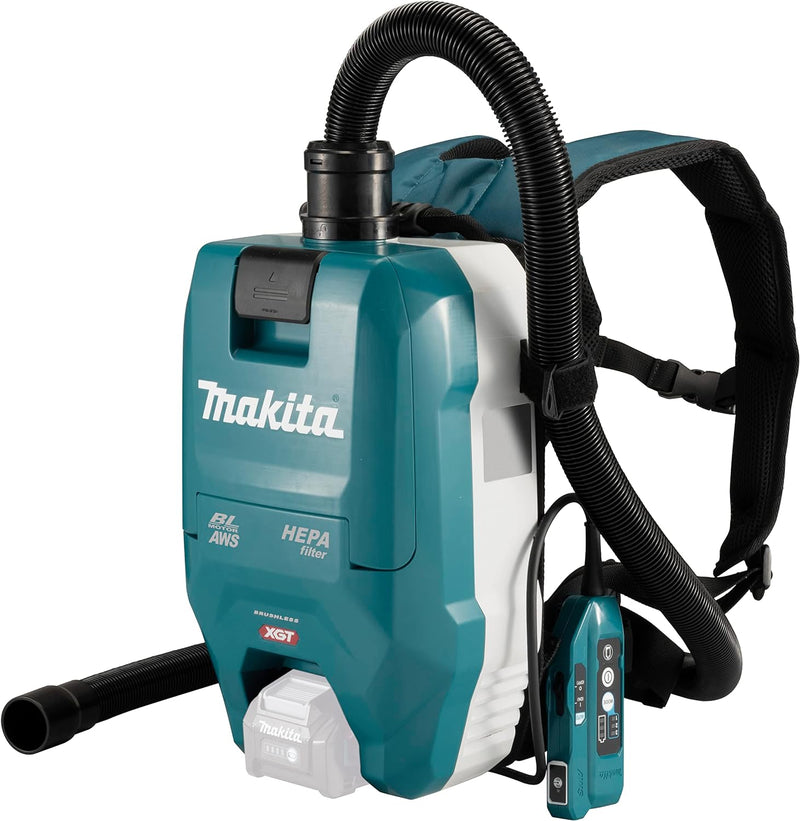 Makita VC009GZ01 Akku-Rucksackstaubsauger 40V max. mit AWS (ohne Akku, ohne Ladegerät), Petrol/Schwa