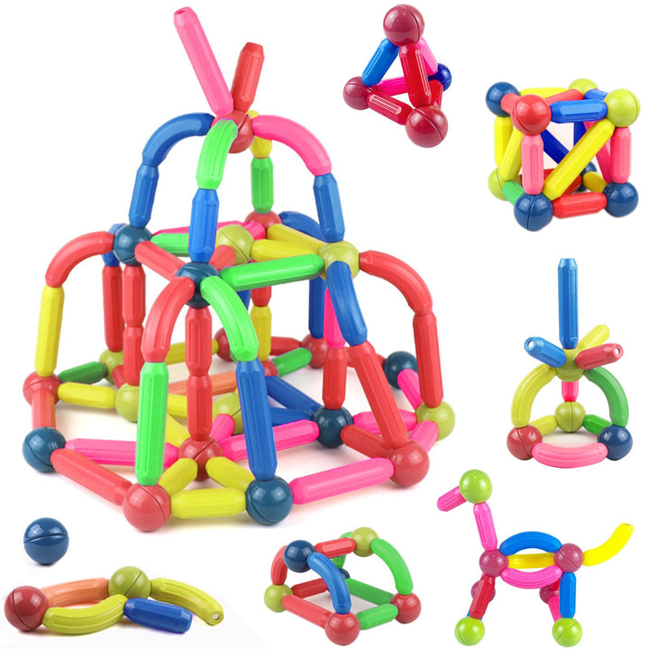 Magnetic Sticks,Magnetische Bausteine Spielzeug,Magnet Bausteine für Kinder,66 Stück Magnete Kinde,M