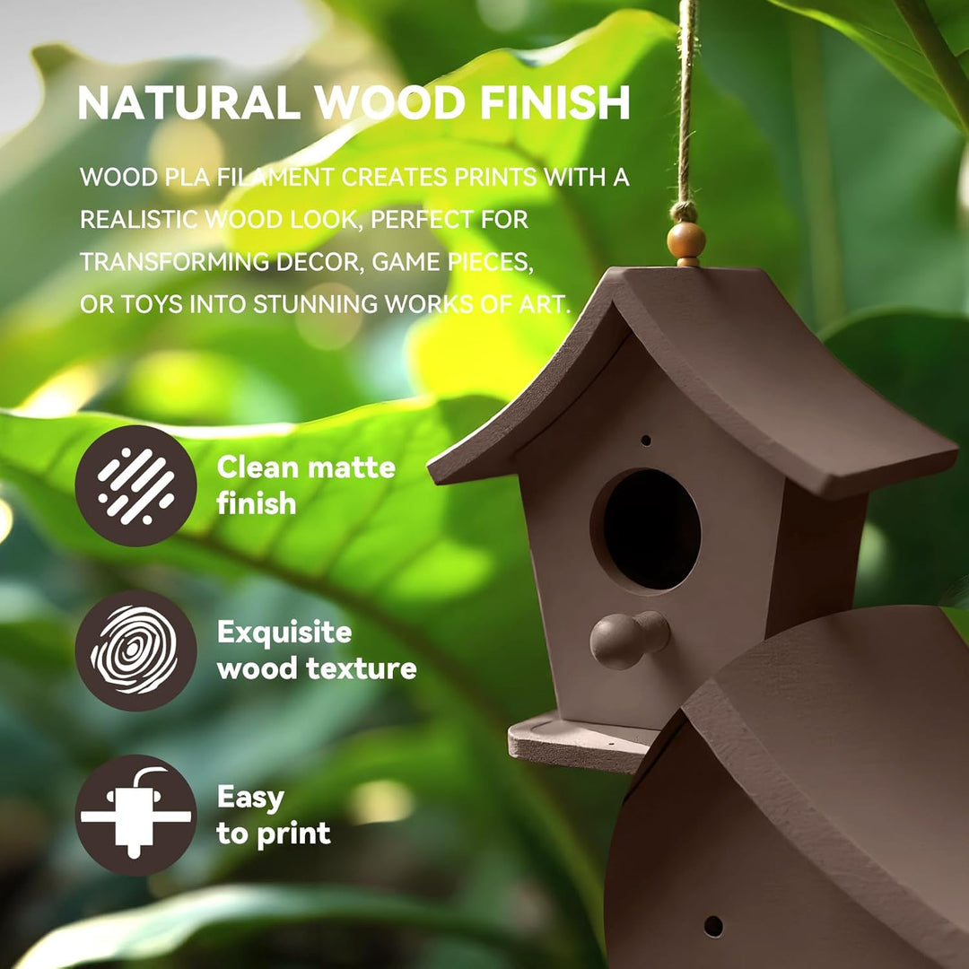 JAYO PLA Holz Filament 1,75 mm Walnussholz, Echtes Holz PLA 3D Drucker Filament, Holzstruktur, mit 1