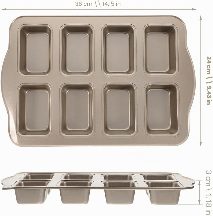 Mini Kastenform für 8 Kuchen Kohlenstoffstahl Kuchenform Antihaftbeschichtet Backform Brotbackzubehö