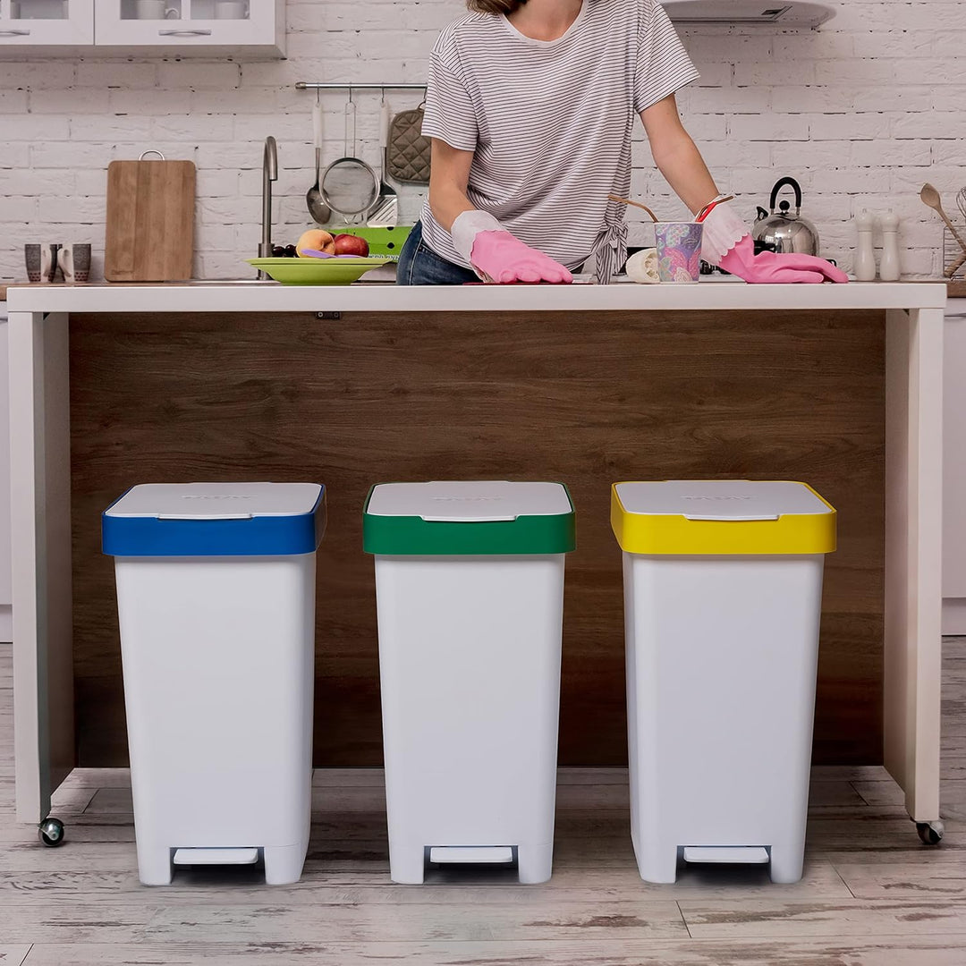 TATAY Mülleimer Küche Smart, 25L Fassungsvermögen, Einziehbares Pedal, Polypropylen, BPA-frei, 30L M
