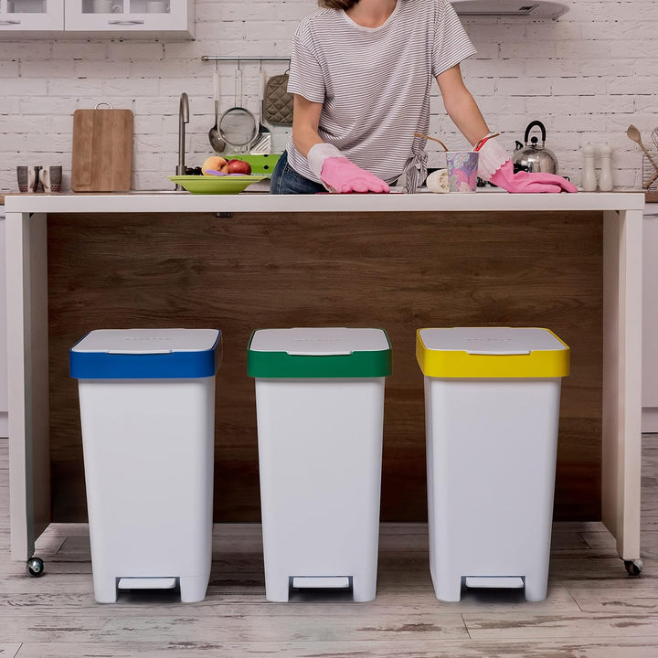 TATAY Mülleimer Küche Smart, 25L Fassungsvermögen, Einziehbares Pedal, Polypropylen, BPA-frei, 30L M