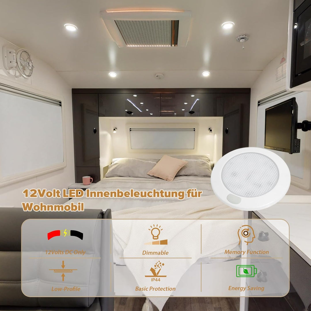 Dream lighting 4er Set 12v LED Lampe Dimmbar Wohnmobil Wohnwagen Boot Innen Deckenlampe Flach mit Me