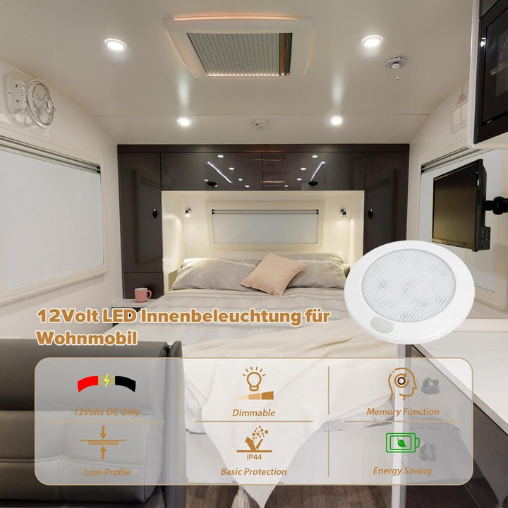 Dream lighting 4er Set 12v LED Lampe Dimmbar Wohnmobil Wohnwagen Boot Innen Deckenlampe Flach mit Me