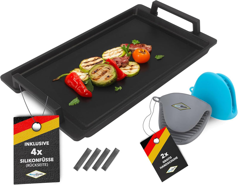 MaxxGoods - Aluminiumguss Grillplatte Teppanyaki (41x24x2,5cm) für Induktion & alle gängigen Herdpla