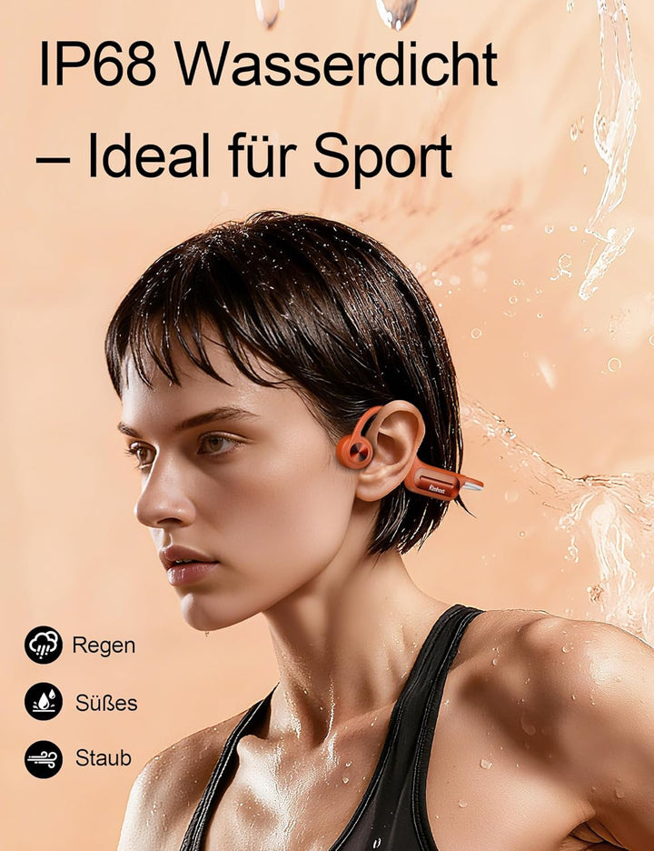 Knochenschall Kopfhörer Schwimmen – IP68 Wasserdicht, Bluetooth 5.4 Sport Kopfhörer mit 32GB MP3-Pla