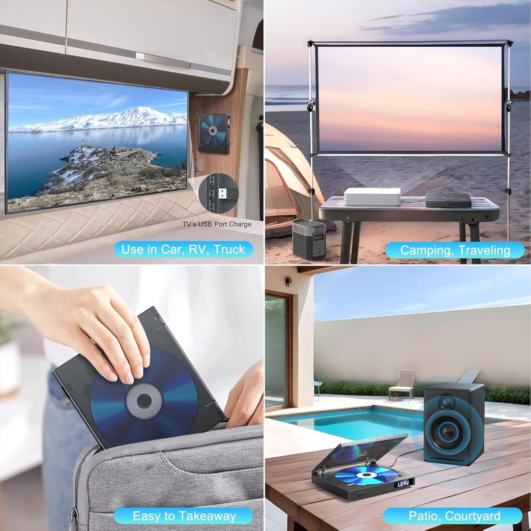 MINI DVD Player HDMI, 1080P Kleiner DVD Player für TV | Alle Regionen Frei, Speicherwiedergabe mit H