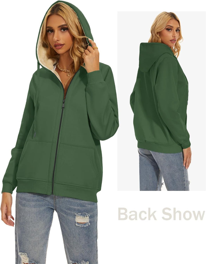 MOVE BEYOND Sweatjacke Damen Kapuzenjacke Hoodie Fleece mit Zipper Fleecepullover Fleecejacke mit Ka