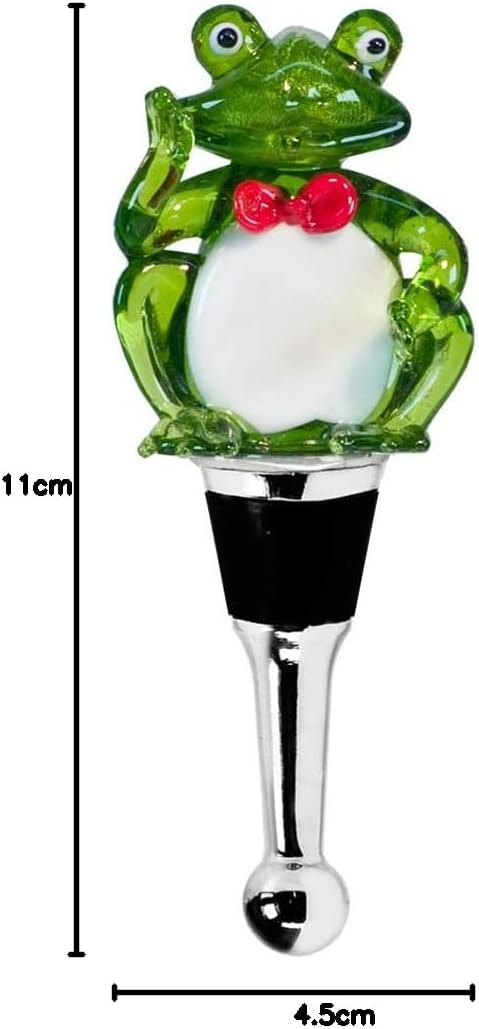 EDZARD Flaschenverschluss Frosch für Champagner, Wein und Sekt, Höhe 11 cm, Muranoglas, Handarbeit (
