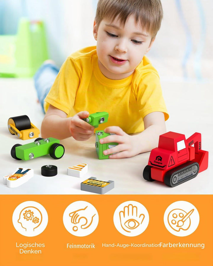 Coogam Take Apart Construction Truck Spielzeug für Kleinkinder, Snap Together Engineering Car Buildi
