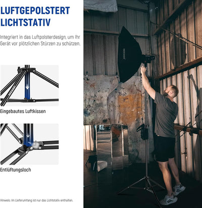 NEEWER 2,2m Lichtstativ, Luftgepolstertes Heavy Duty Metallstativ für Ringlicht Fotografie Lampen mi