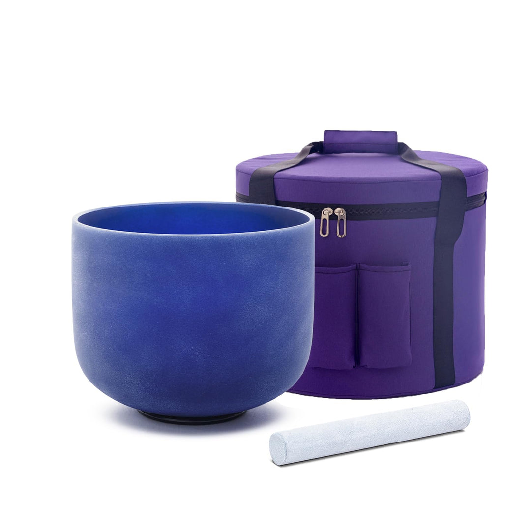 Hye-eun Indigo-Kristall-Klangschale, 20,3 cm A-Note mattierte Quarz-Klangschale 432 Hz Drittes-Auge-
