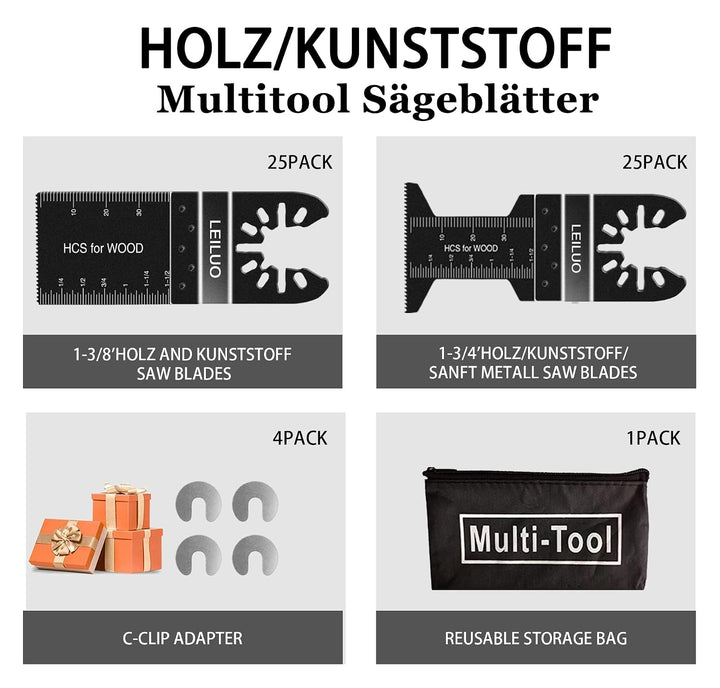 Multitool Sägeblätter LEILUO 50tlg Holz Kunststoff Multifunktionswerkzeug Zubehör Set Verpackt in ei