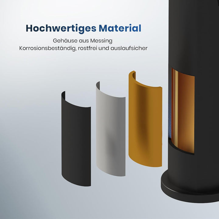 EMKE Wasserhahn Bad Schwarz Matt, 335 x 233 x 46 mm, Messing, Keramikkartusche, Badarmatur, Mischbat