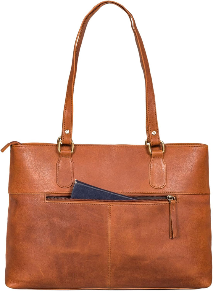 ROYALZ 'Augustine' Vintage Echtleder Handtasche Damen mittelgross Leder Henkeltasche Schultertasche