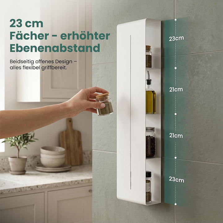 Mai &amp; Mai Duschregal mit 4 Ablagen, Duschablage schmal Regal Weiss | Wandregal zum Bohren, Badezimme