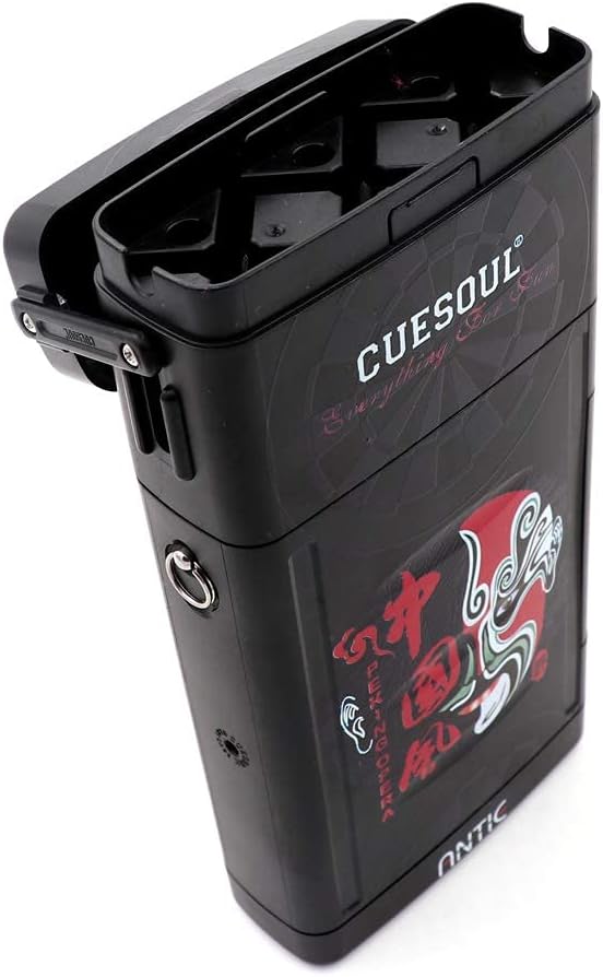 CUESOUL ANTIE Hard Dart Case für 6 Steel Tip Darts/Soft Tip Darts and Extra Dart Tips, Shafts and Fl