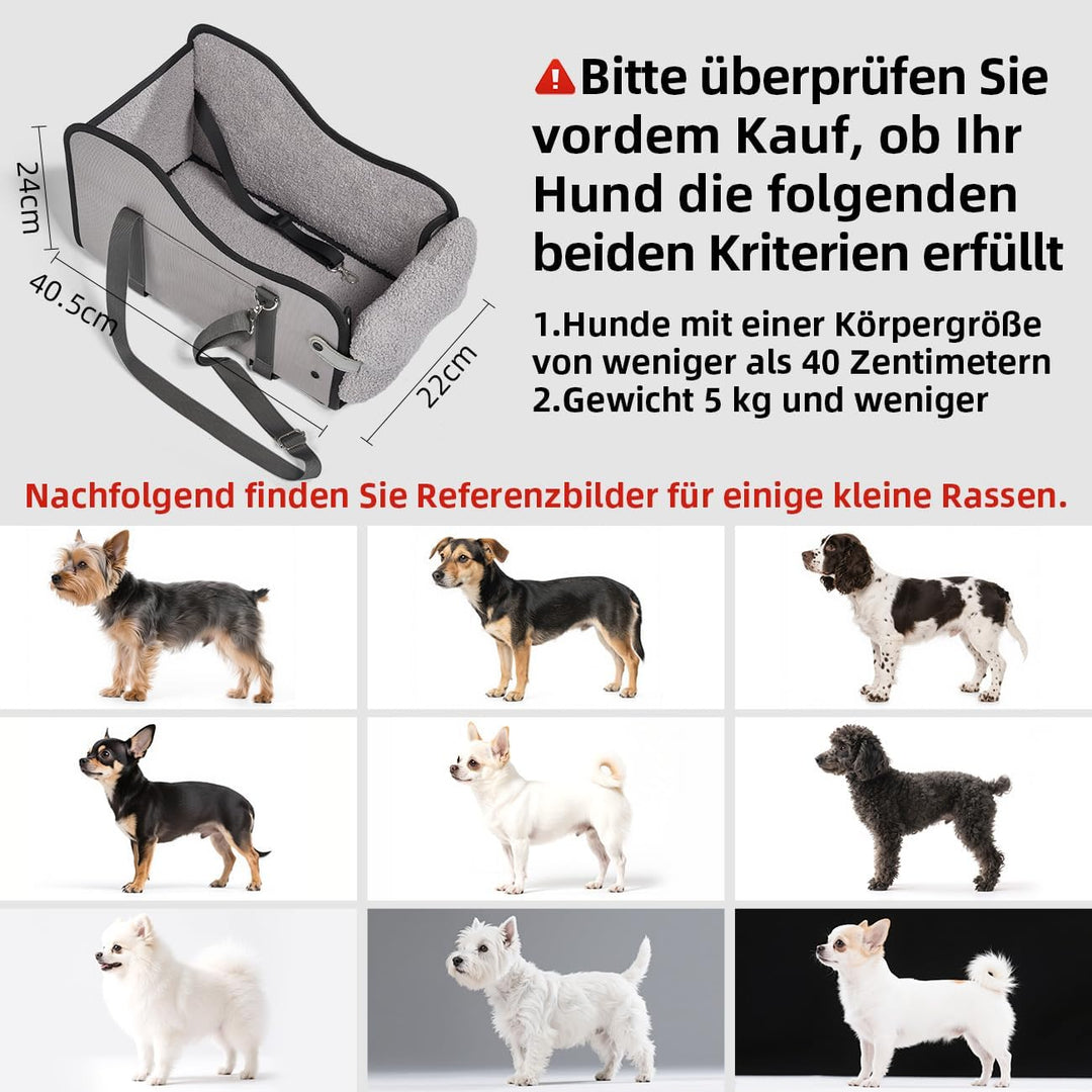 Auto-Hundesitz für Kleine Hunde & Katzen | Sicherer Hunde-Sitz mit Doppelter Befestigung, Wasserdich