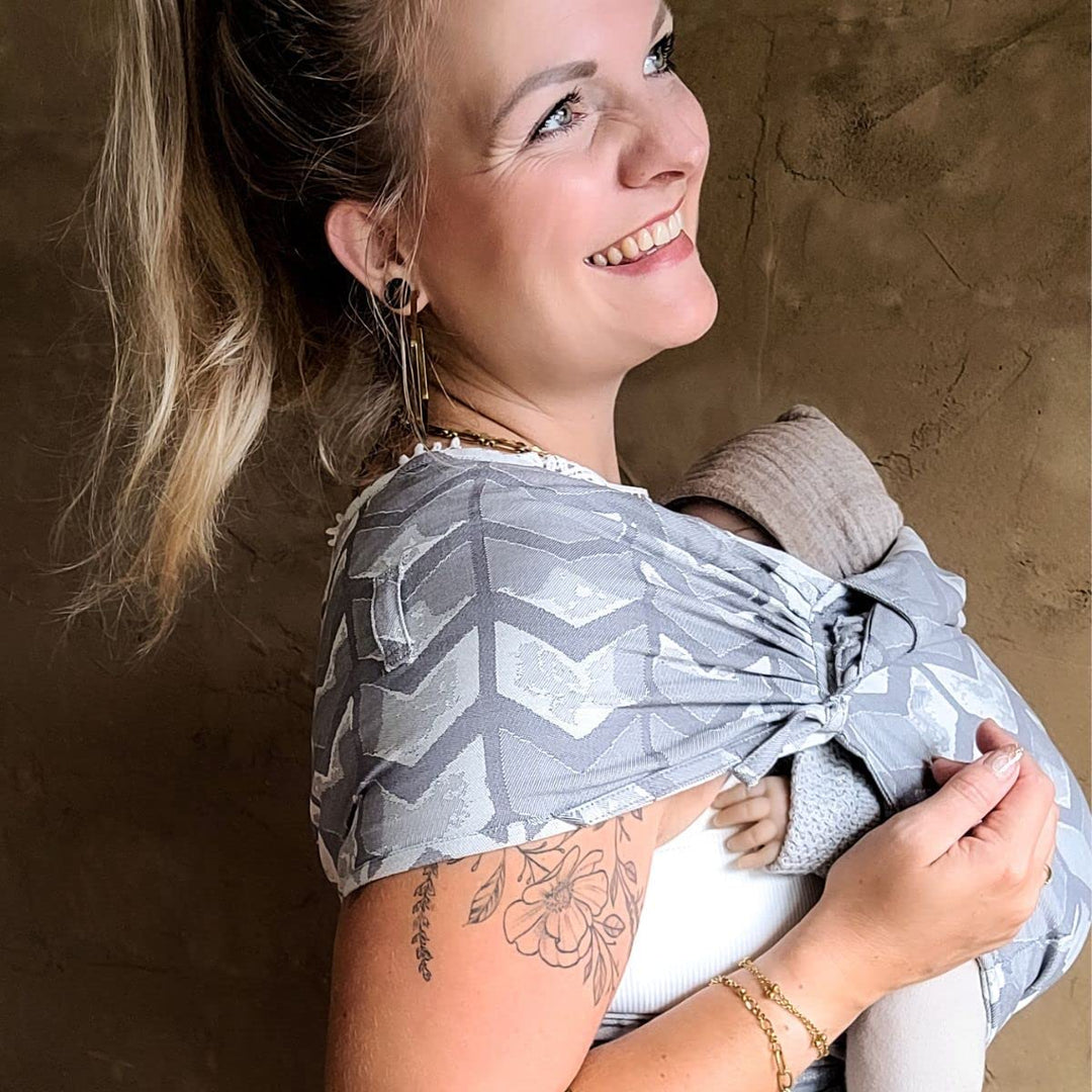 Hoppediz Hop-Tye Advanced - 4-in-1 Babytrage für Neugeborene ab Geburt - Halfbuckle Tragehilfe mit T