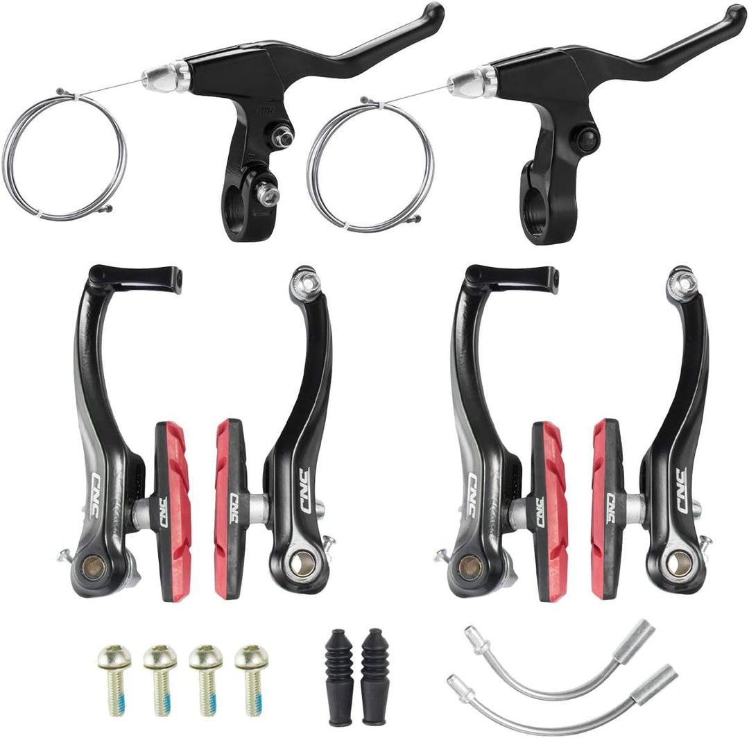 CNC Fahrrad V Bremse,Fahrrad V-Brake,Aluminium Fahrrad Bremsen Set 2 Paare/ Schwarz/Rot-Bar-70mm, 2
