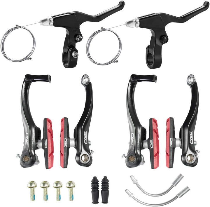 CNC Fahrrad V Bremse,Fahrrad V-Brake,Aluminium Fahrrad Bremsen Set 2 Paare/ Schwarz/Rot-Bar-70mm, 2