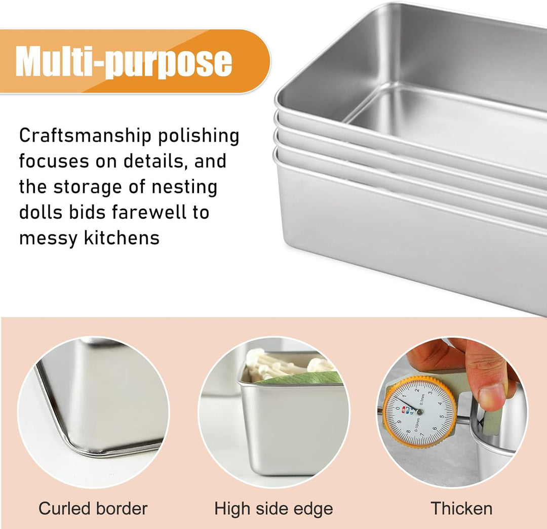 Kastenform Brot 4er-Set Edelstahl, Rechteckige Brotbackform 33×15×6,5cm, Grosse Backform für Brot &