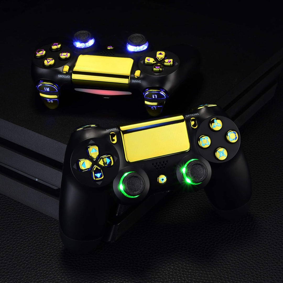 eXtremeRate Tasten für ps4 Knöpfe D-Pad Trigger Thumbsticks Buttons DTFS LED Kit kompatibel mit ps4