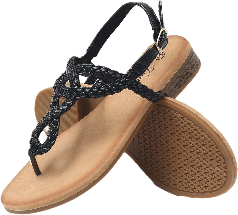 JOMIX Sandalen Damen Sommer Flache Zehentrenner Freizeit Bohemia Flip Flops Elegant Bequeme Strandsc