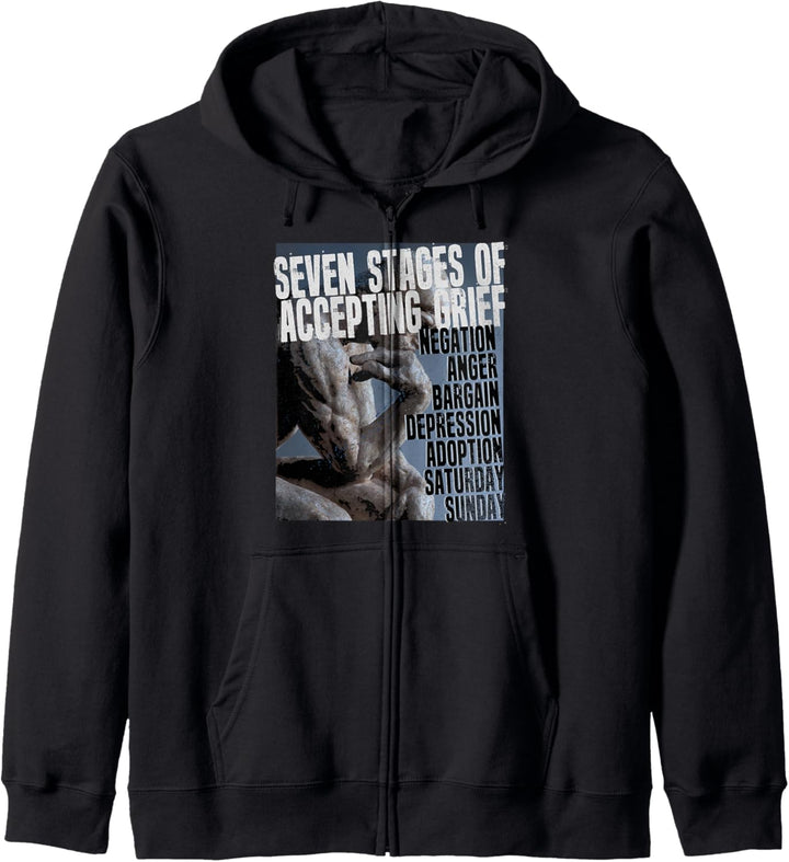 Seven Stages Of Accepting Grief Ironic Friday Manifesto Kapuzenjacke