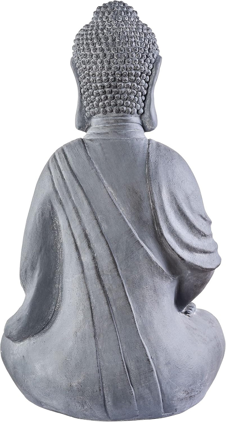 XXL Grosser Buddha 50 cm Steinoptik Garten Deko Figur Skulptur Feng Shui sitzend Steinfigur-Optik (d