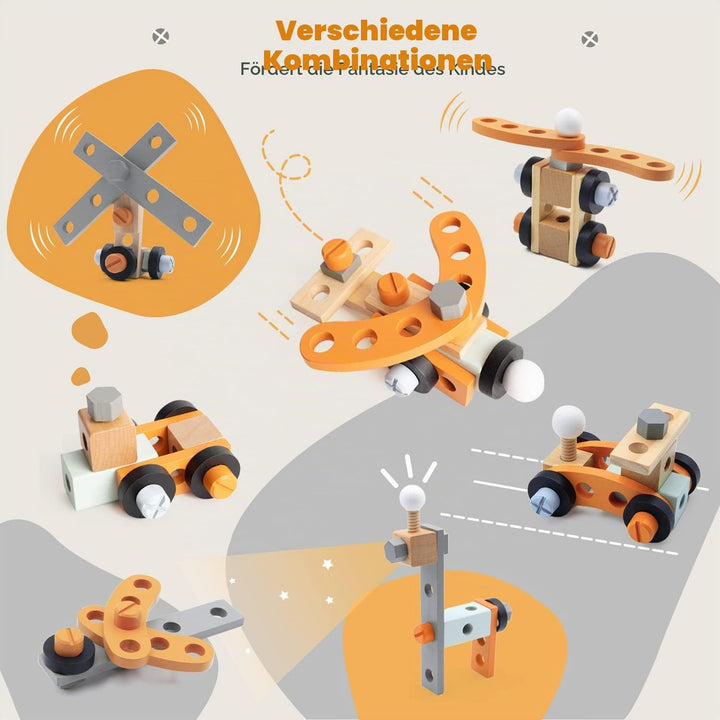 Labebe Lauflernwagen holz, Werkzeugbank für Kleinkinder, hölzerne Lauflernhilfe für Jungen und Mädch