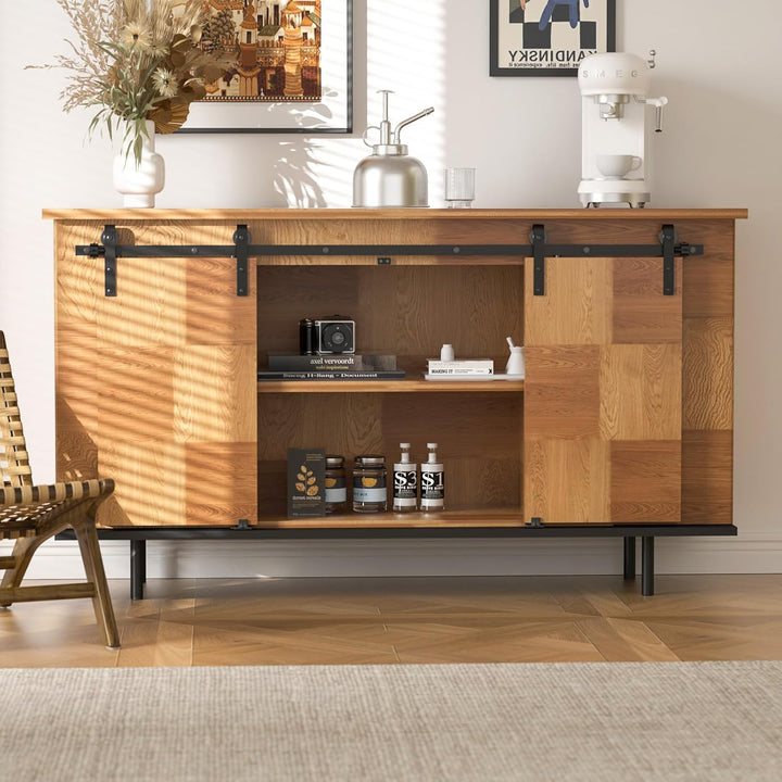 BONIKLUBA 8FT/244cm Mini Schiebetür-Hardware-Kit für Doppeltüren TV-Ständer, Kleiner Kleiderschrank