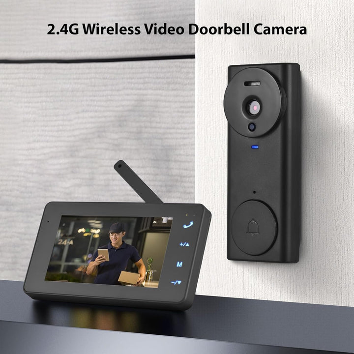 2,4G Kabellose Video-Türklingelkamera mit Monitoranzeige, 4,3-IPS-Bildschirm, Video-Türsprechanlage,