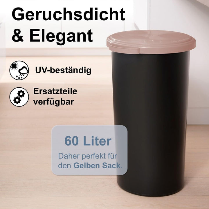 KUEFA 60L Müllsackständer mit flachem Deckel - Gelber Sack Mülleimer (Rosee), Rosee