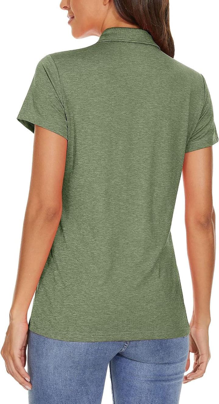 MAGCOMSEN Damen Poloshirts Kurzarm Polohemd Schnelltrocknend Golf Tennis Shirts Leicht Sport T-Shirt