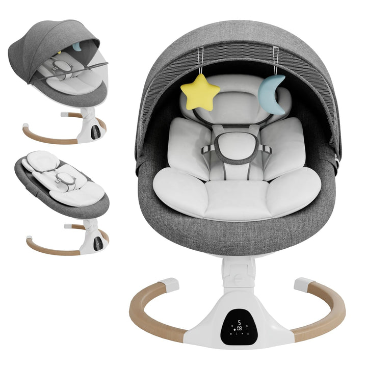 Babywippe Elektrisch, 0–6 Monate, max. 9 kg, Tragbares Neugeborenes Babyschaukel Indoor mit Bluetoot