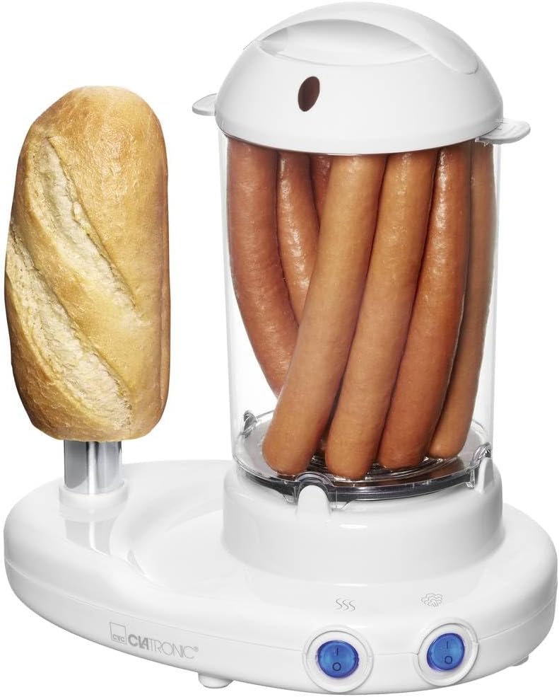 Clatronic HDM 3420 Hot-Dog-Maker inklusiv Eierkocher, Für 1 bis 14 Würstchen (z. B. „Frankfurter“, „