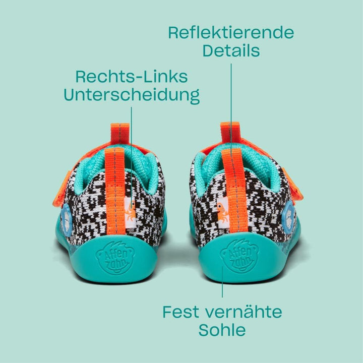 Affenzahn Kinder Barfussschuh Happy Deer aus Bio Baumwolle in Rosa mit Tex Ausstattung. 32 EU Pingui