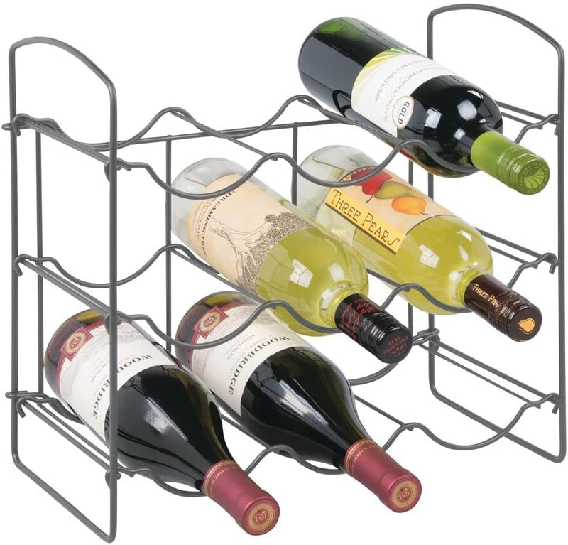 mDesign Weinregal für 9 Flaschen Wein, Bier, Wasser usw. – Flaschenhalter mit 3 Ebenen für die Küche