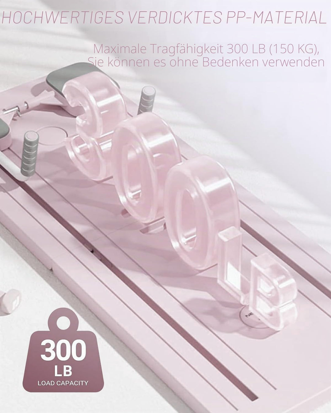 Faltbares Multifunktions-Pilates- und Bauchmuskeltrainingsgerät mit Bauch-Roller,Pilates Board Ellen