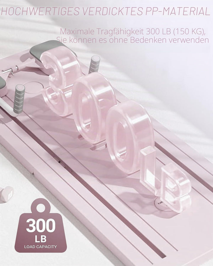 Faltbares Multifunktions-Pilates- und Bauchmuskeltrainingsgerät mit Bauch-Roller,Pilates Board Ellen