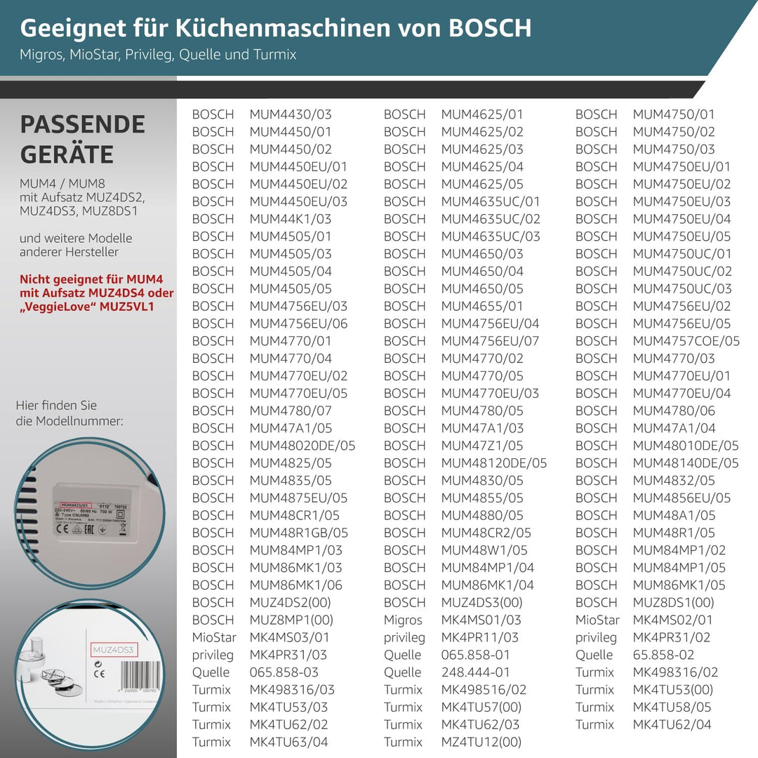 2x Mitnehmer Flügelrad kompatibel mit Bosch Durchlaufschnitzler I Ersatzteil für Küchenmaschine MUM4