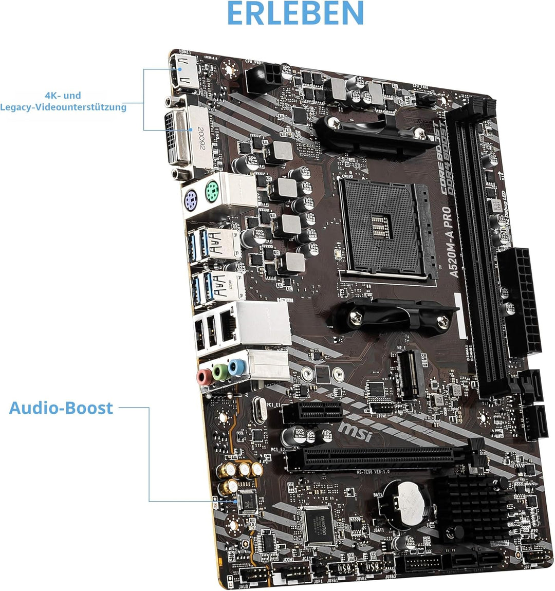 MSI A520M-A PRO Motherboard AMD A520 Socket AM4 micro ATX A520 A520M-A PRO M-ATX, A520 A520M-A PRO M