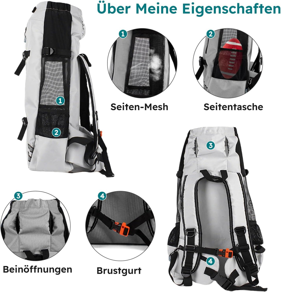 PETCUTE Hundetransportrucksack,Atmungsaktiver Haustier-Rucksack mit Sicherheitsverschluss &amp; Reflekto