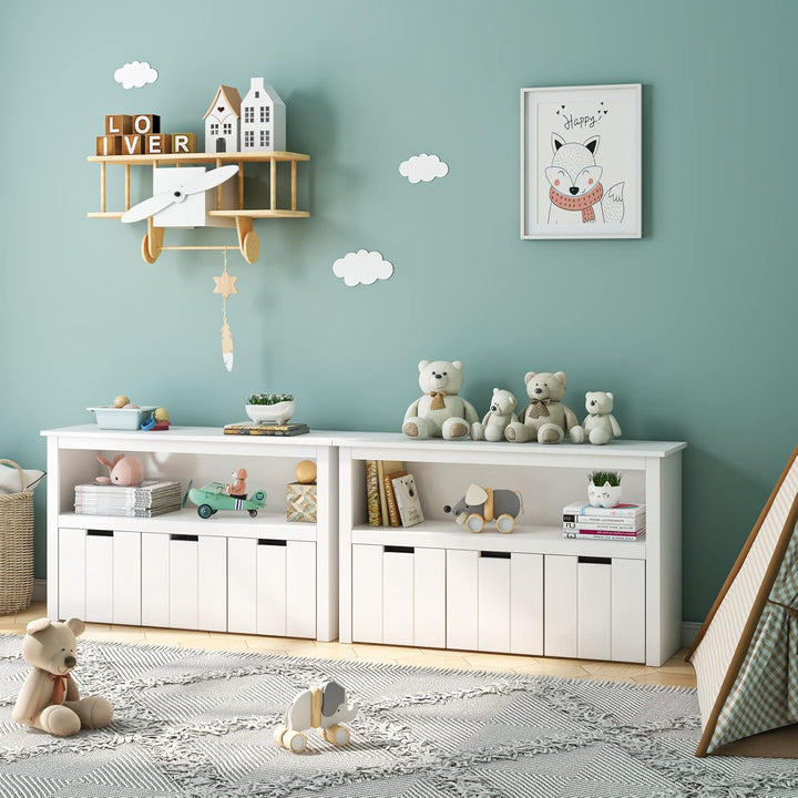 FOREHILL Kinderregal mit Boxen auf Rollen, Spielzeug Aufbewahrung Kinderzimmer Möbel, Spielzeugregal