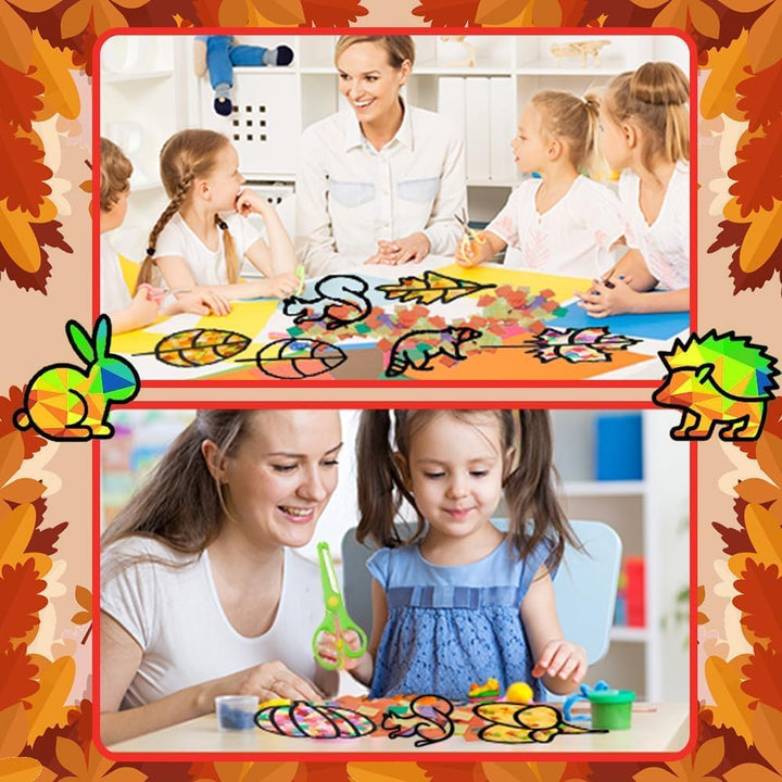 TUIBEIDAMAI 24 Stück Fensterbilder Herbst Basteln, Herbst Bastelset Kinder, Herbstdeko Fenster Baste
