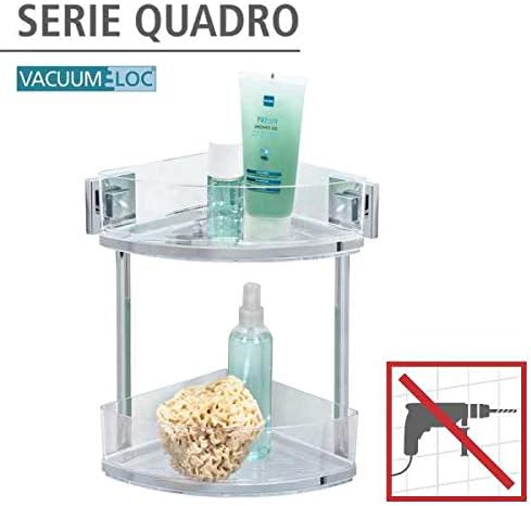WENKO Vacuum-Loc® Badezimmer Eckregal Quadro Duo, ohne bohren, mit 2 Etagen, rostfreie Edelstahl Hal